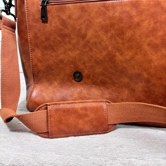 Leather Messenger Bag Vintage 15.6 Inch Laptop Briefcase Satchel Shoulder Bag - Picture 9 of 16